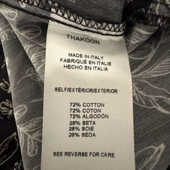 NWT Thakoon Botanical Print Button Up Shirt Dress in Black & Cream Size 8 - Picture 8 of 12